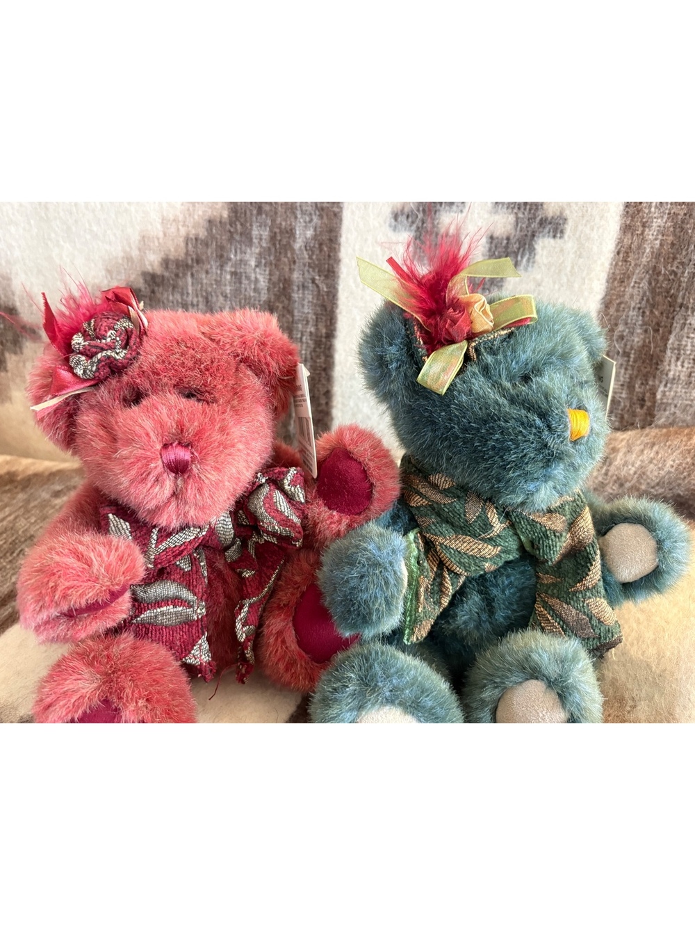Classic Treasures Musical Teddy Bear Plush Set - Red and Blue, Decorative Scarfs